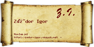 Zádor Igor névjegykártya